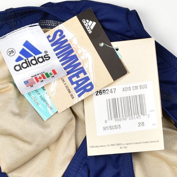 Adidas Stripe Competitive Performance Racing One-Piece Swimsuit NEW 28 - Picture 7 of 7